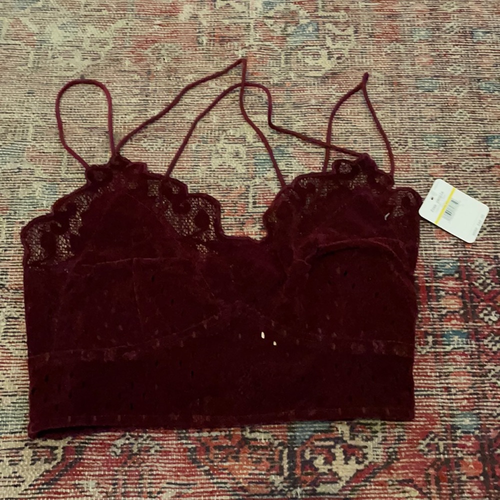 Free people velvet and lace crop camisole